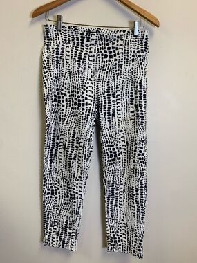Robell White Pants with Navy Spot Pattern